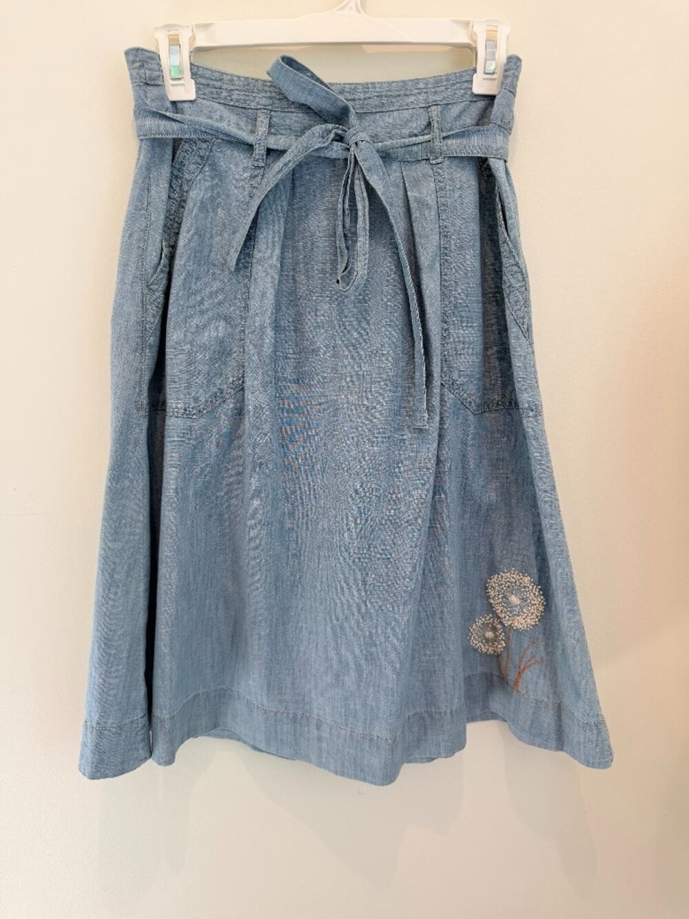 Gap Midi Light Wash Boho Festival Dandelion Floral Design Size 28R